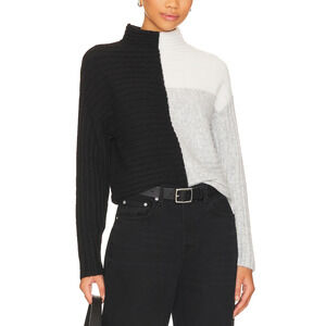 Central Park West 'Maura' Black Color Block Turtleneck Sweater Size S
